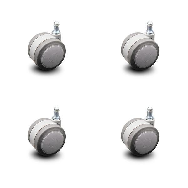 3" Gray Soft Wheel Grip Ring Office Chair Casters  SCC, PK4
